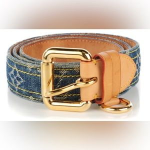 2007 Louis Vuitton monogrammed denim canvas and leather belt.